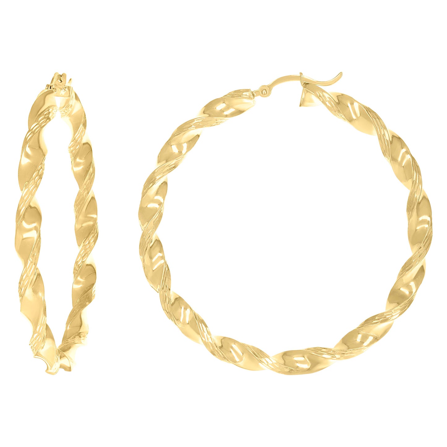 14Kt Gold Fancy Hoop Earrings 4mm-50