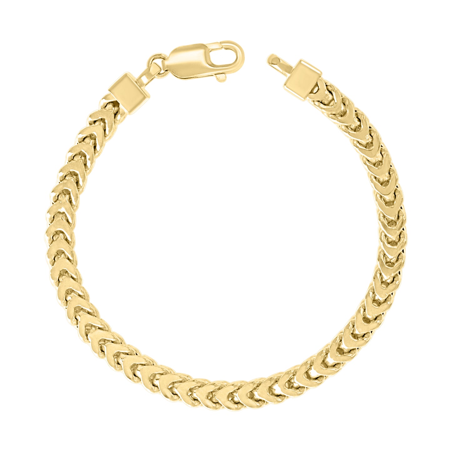 925 Silver Hollow Franco Chain Yellow 5.4mm