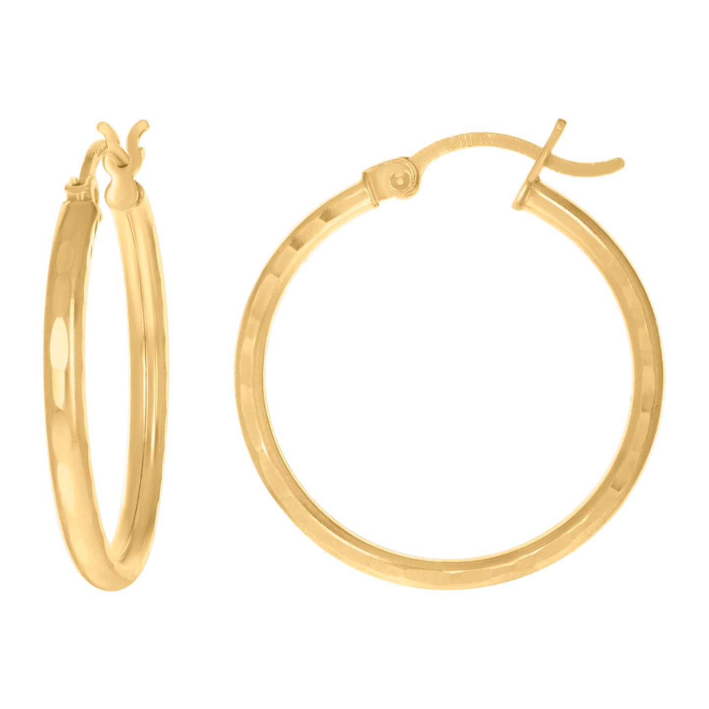 14Kt Gold D/C Hoop Earrings 2mm-22