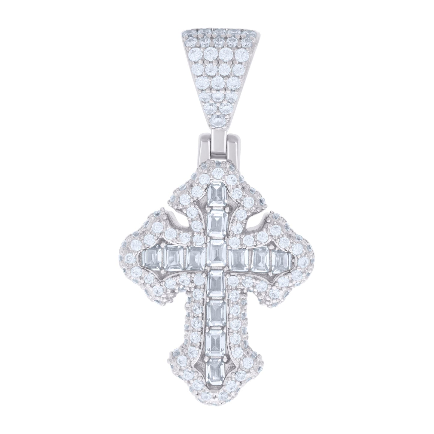 925 Sterling Silver Cz 1" Cross Pendant