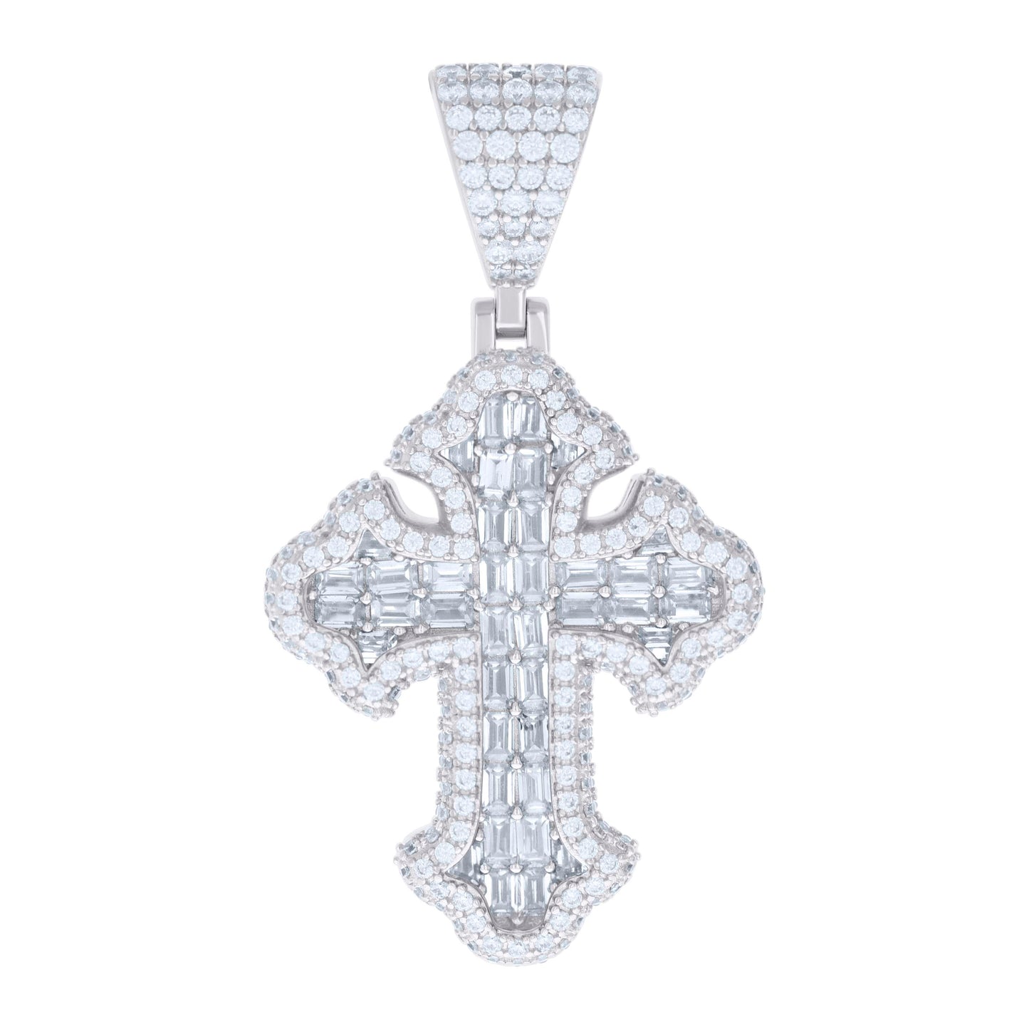 925 Sterling Silver Cz 1.5" Cross Pendant