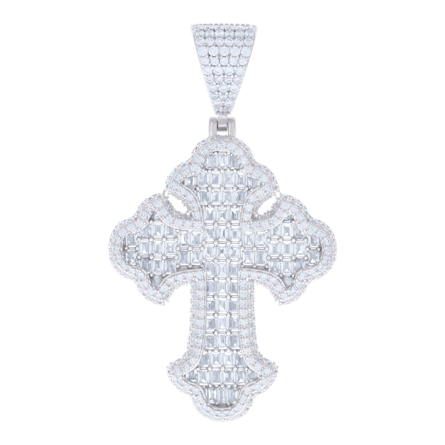 925 Sterling Silver Cz 2" Cross Pendant