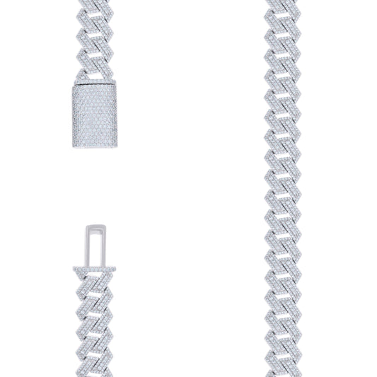 925 Sterling Silver Moissanite Chain 12mm