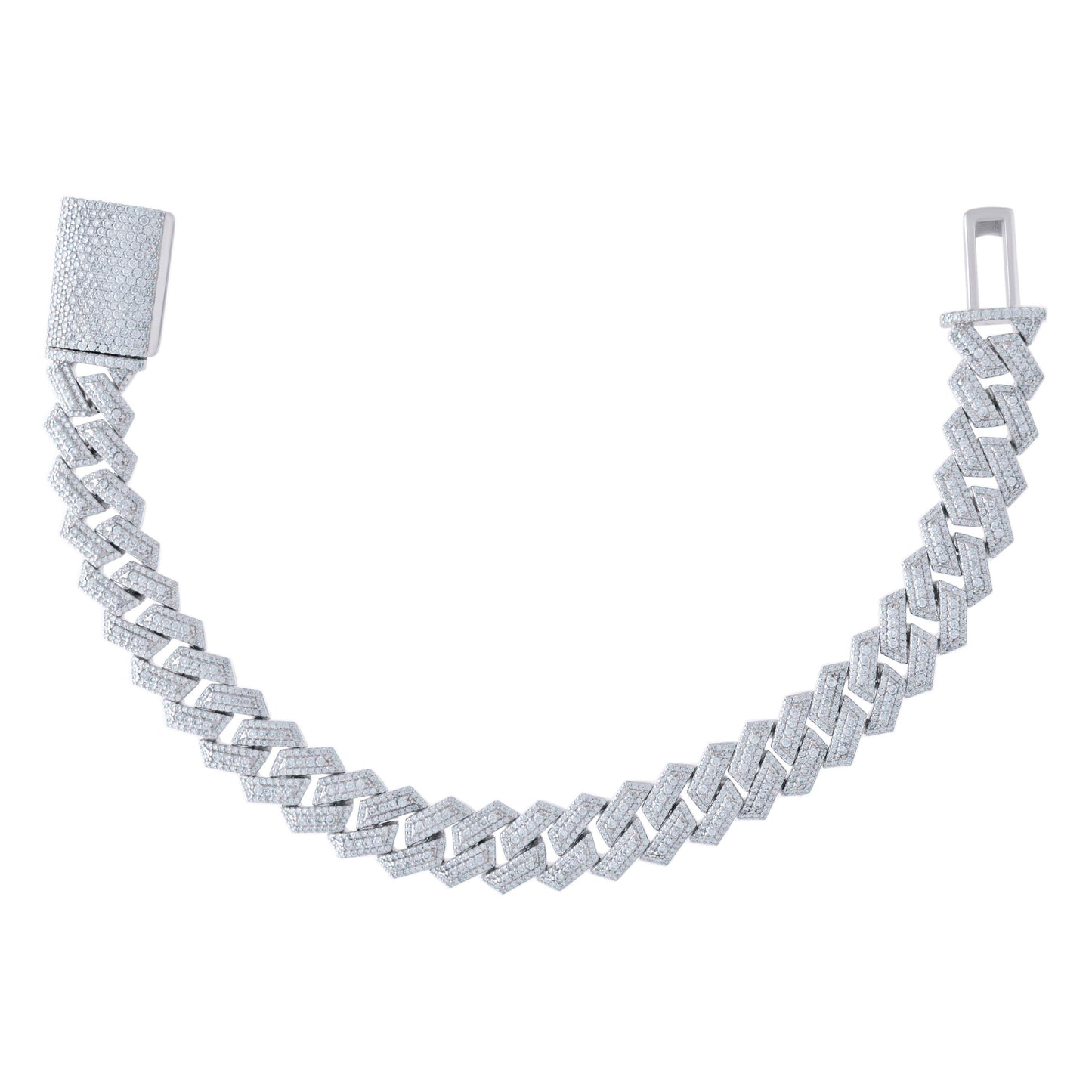 925 Sterling Silver Moissanite Chain 12mm