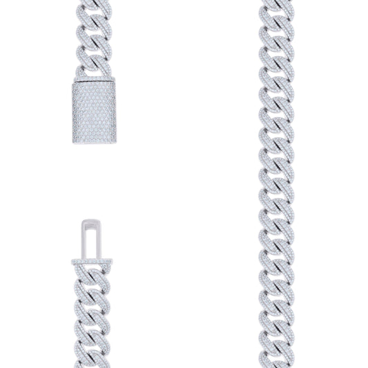 925 Sterling Silver Moissanite Chain 12mm