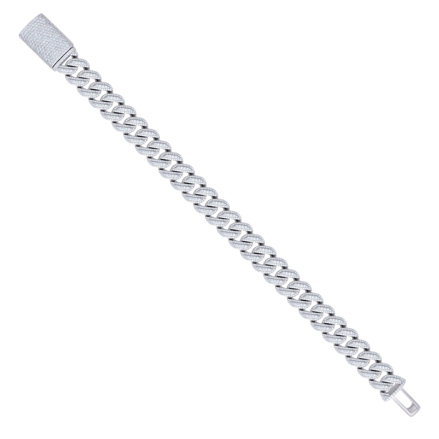 925 Sterling Silver Moissanite Chain 12mm
