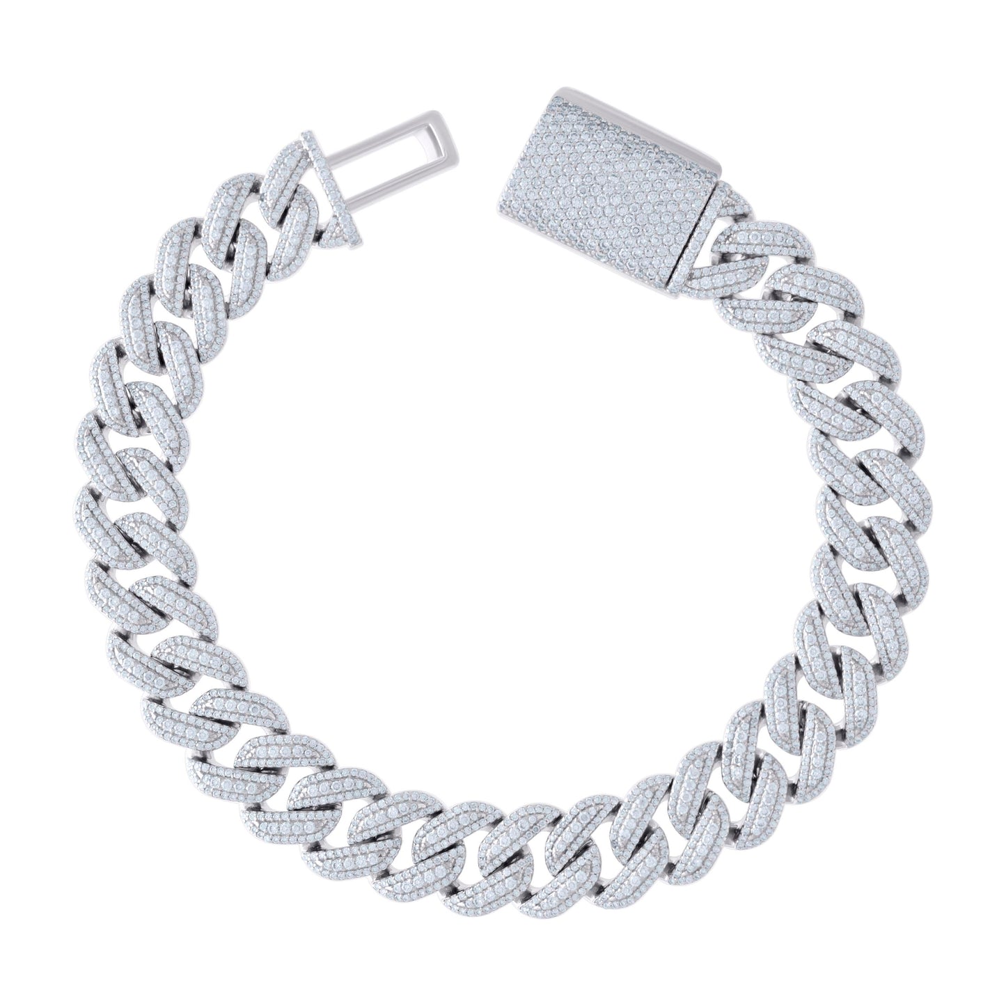 925 Sterling Silver Moissanite Chain 12mm