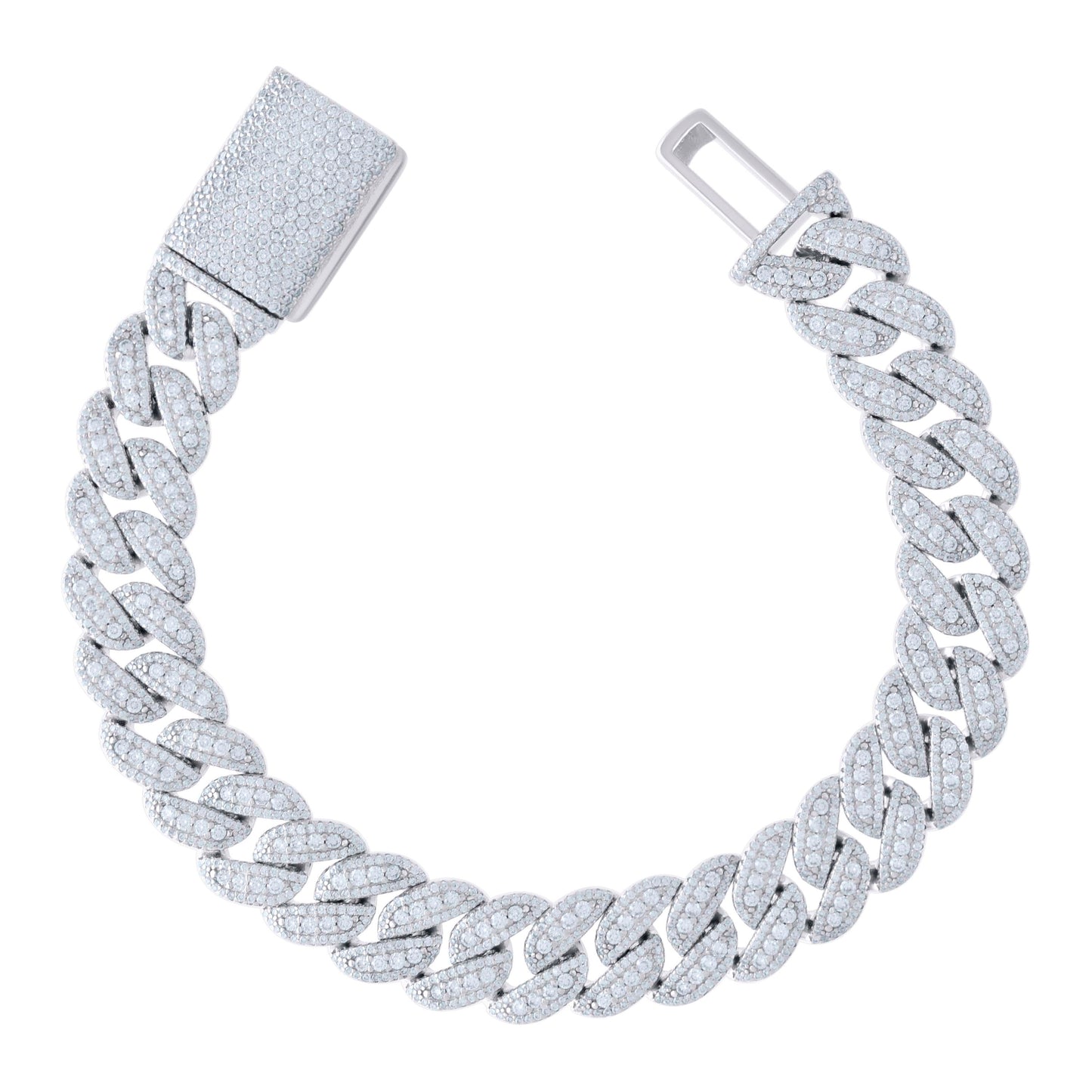 925 Sterling Silver Moissanite Chain 12mm