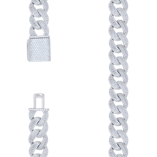 925 Sterling Silver Moissanite Chain 15mm
