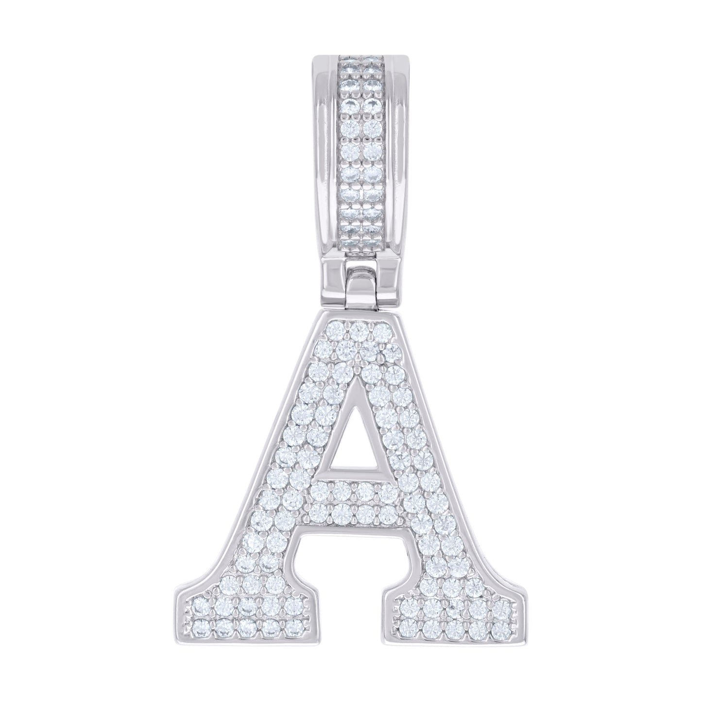 925 Silver Initial Letter "A" Pendant Moissanite C