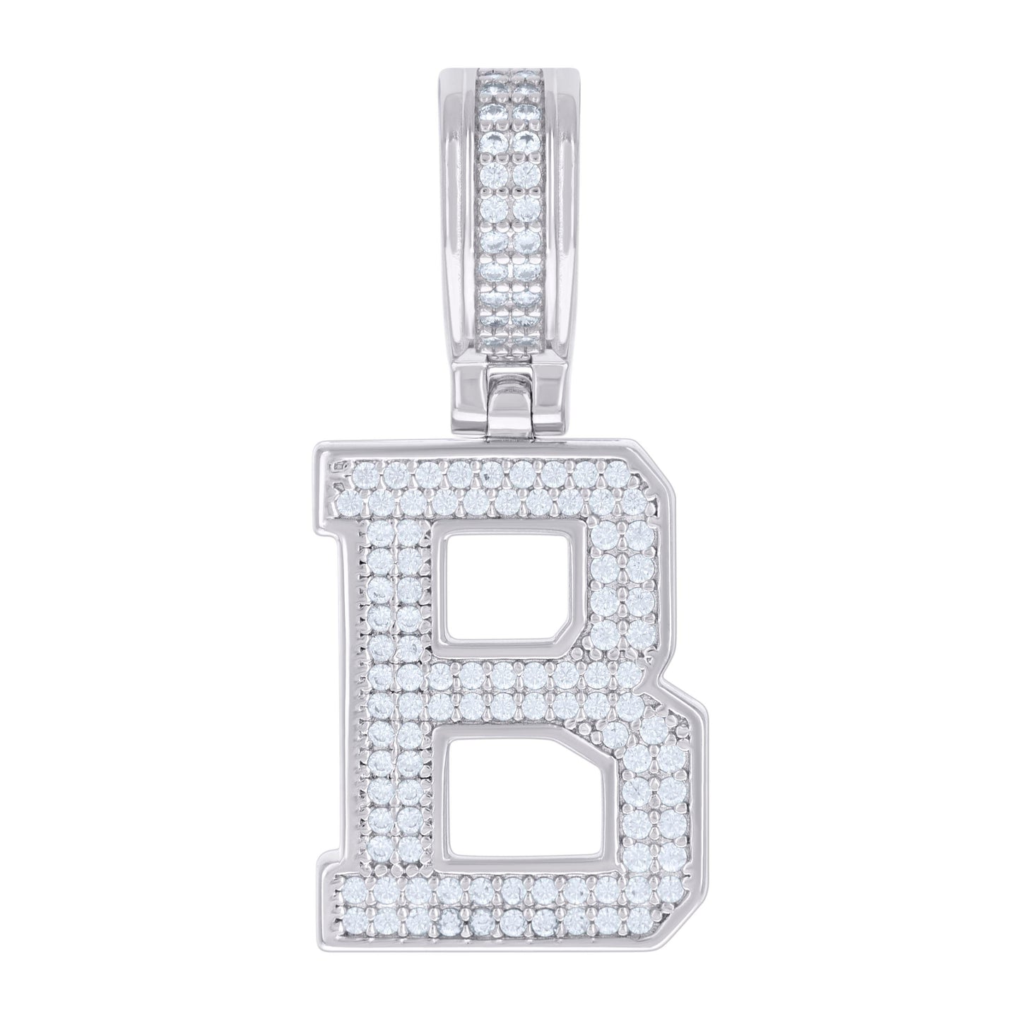 925 Silver Initial Letter "B" Pendant Moissanite C