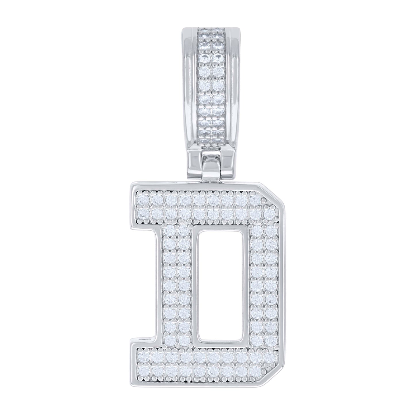 925 Silver Initial Letter "D" Pendant Moissanite C