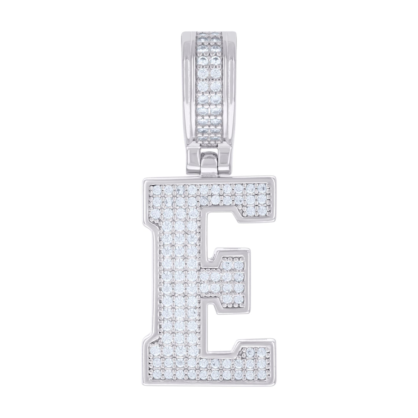 925 Silver Initial Letter "E" Pendant Moissanite C