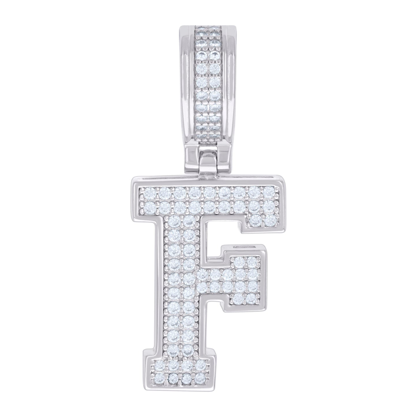 925 Silver Initial Letter "F" Pendant Moissanite C