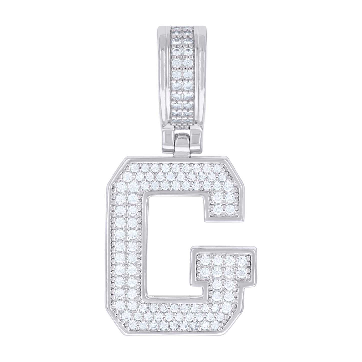 925 Silver Initial Letter "G" Pendant Moissanite C