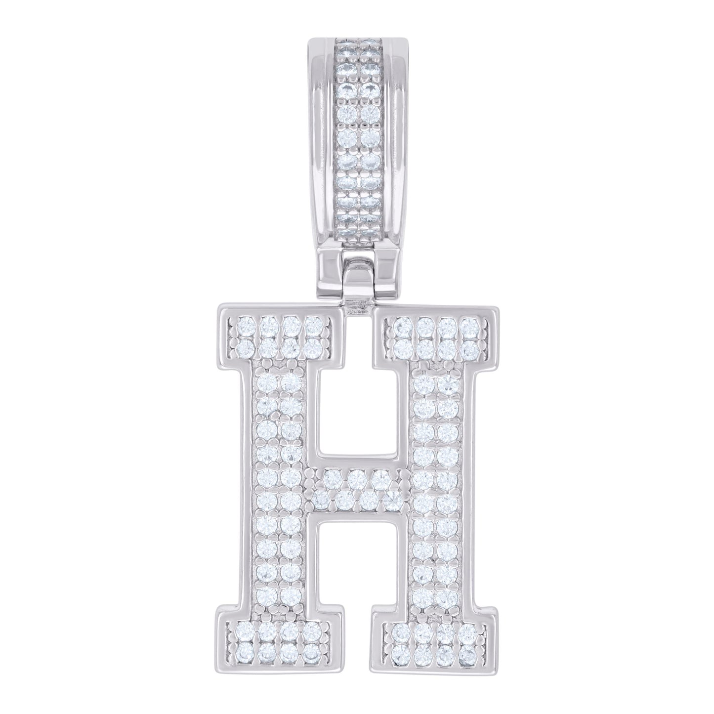 925 Silver Initial Letter "H" Pendant Moissanite C