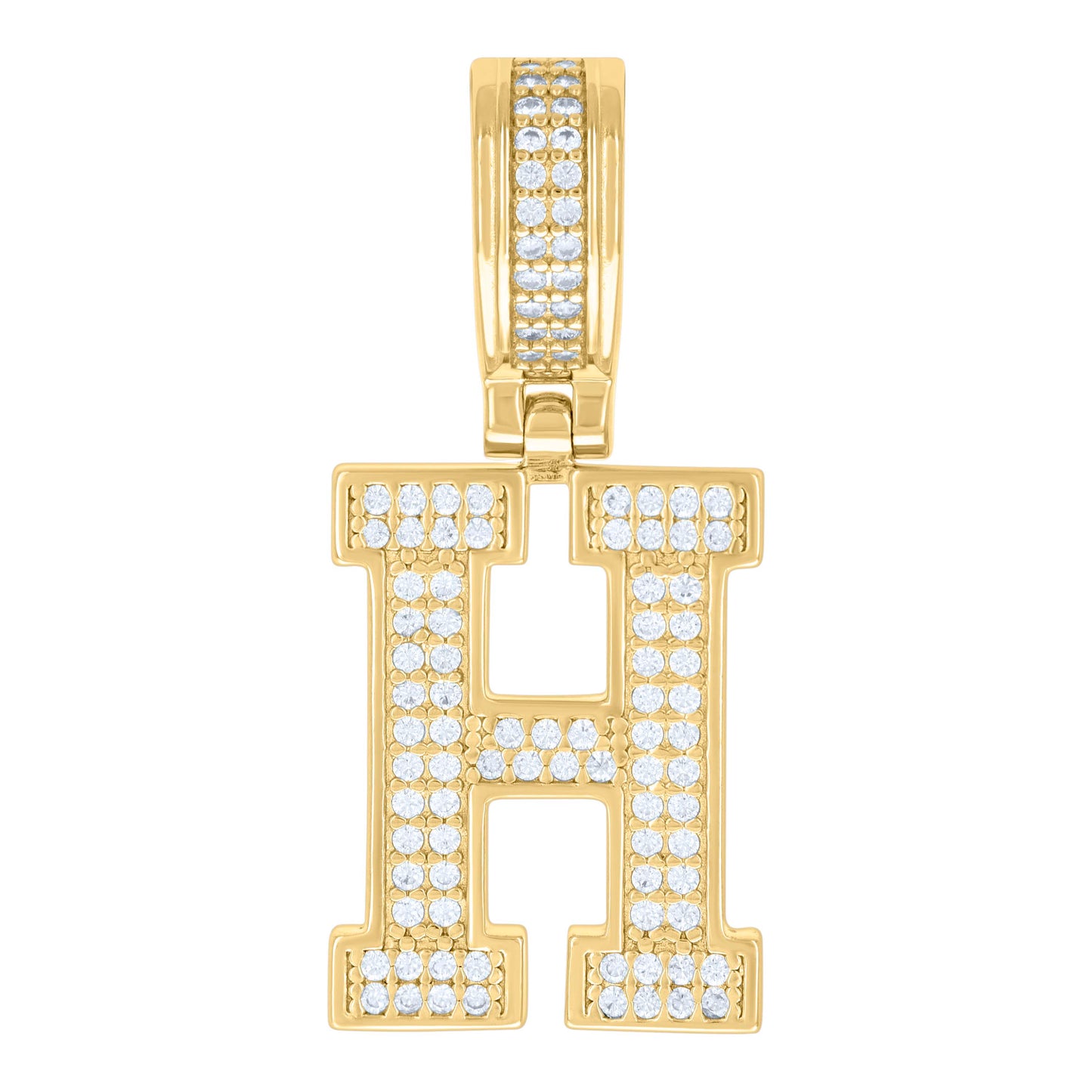 925 Silver Initial Letter "H" Pendant Moissanite C