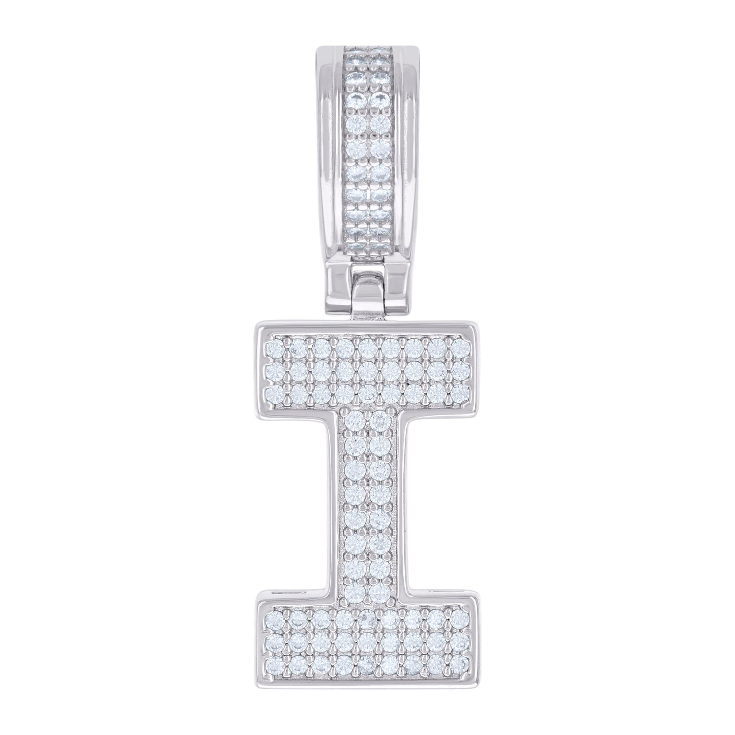 925 Silver Initial Letter "I" Pendant Moissanite C