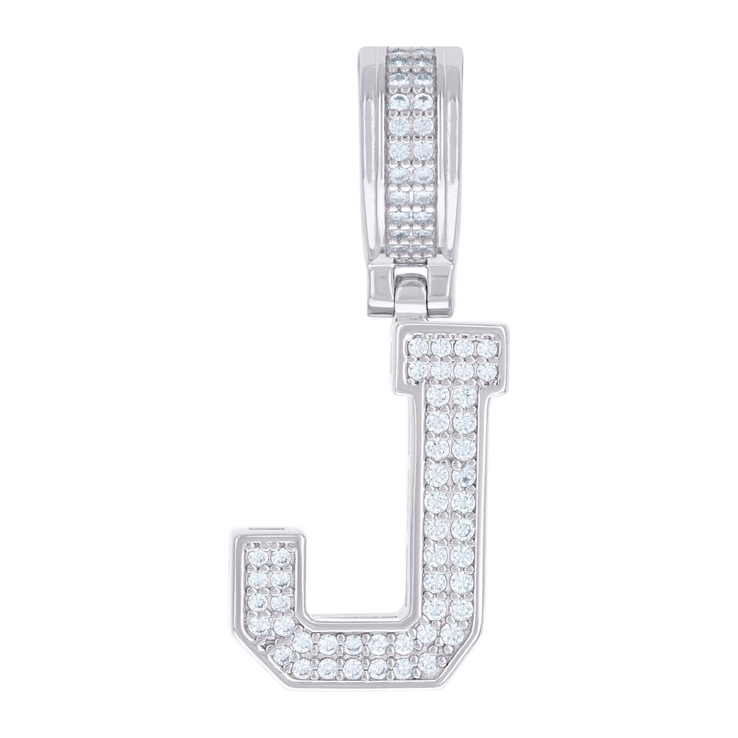 925 Silver Initial Letter "J" Pendant Moissanite C