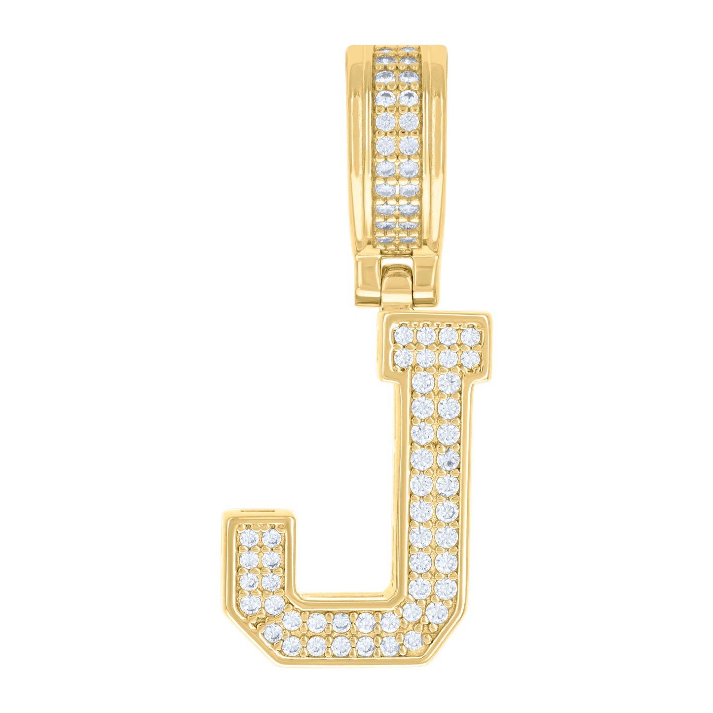 925 Silver Initial Letter "J" Pendant Moissanite C