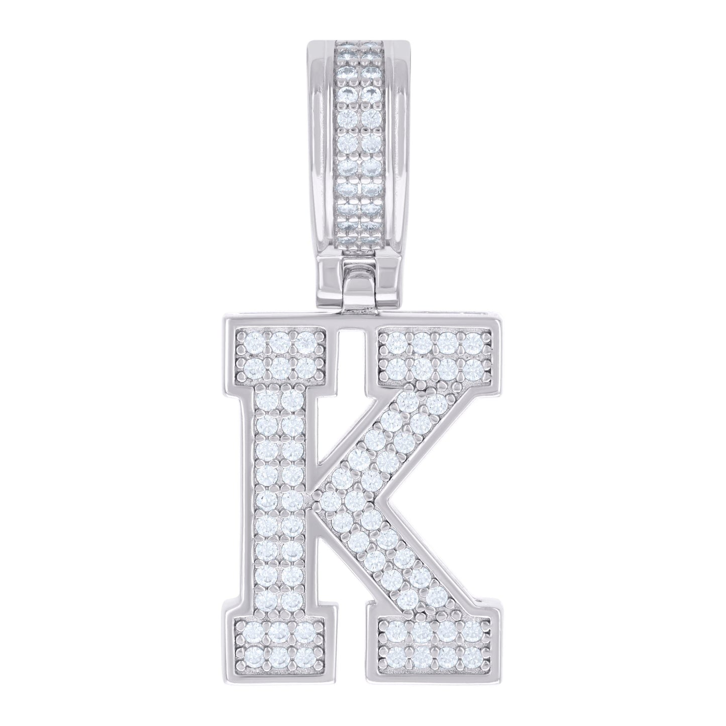 925 Silver Initial Letter "K" Pendant Moissanite C