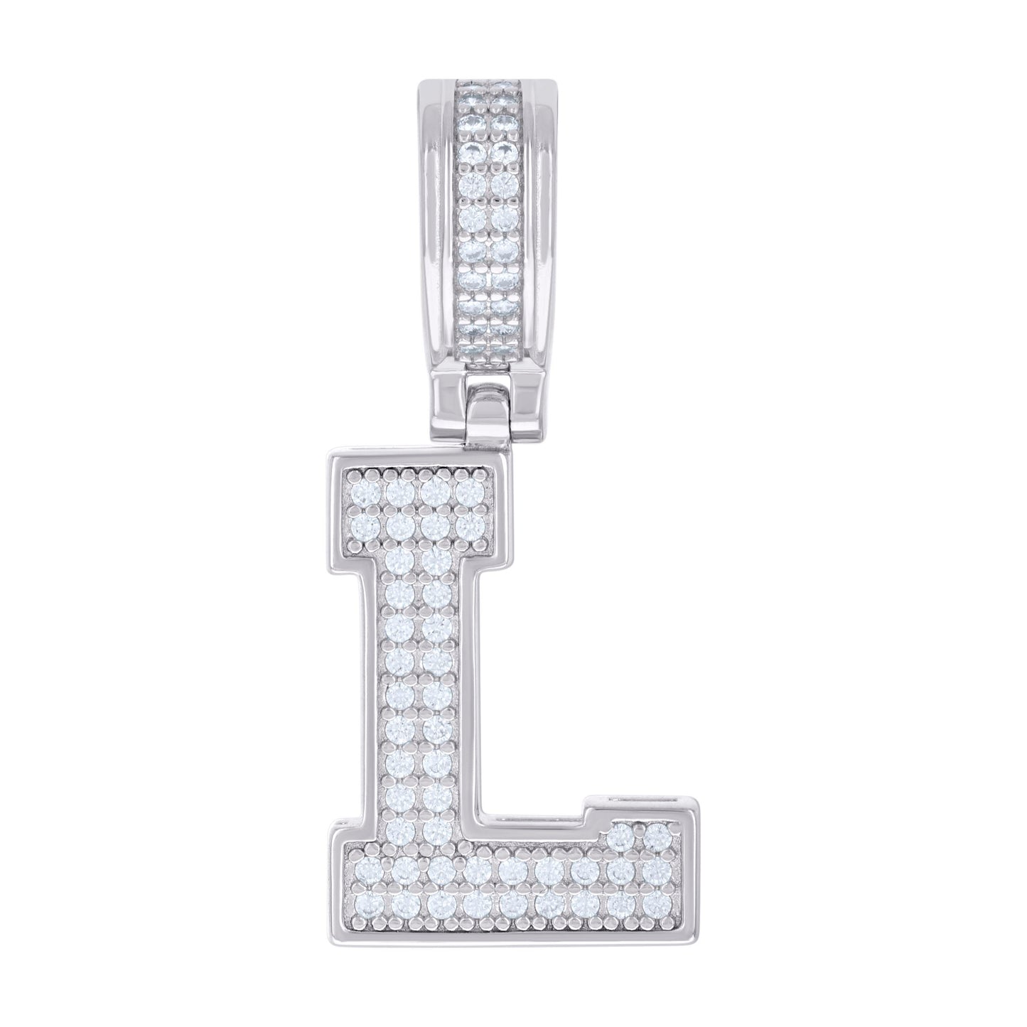 925 Silver Initial Letter "L" Pendant Moissanite C