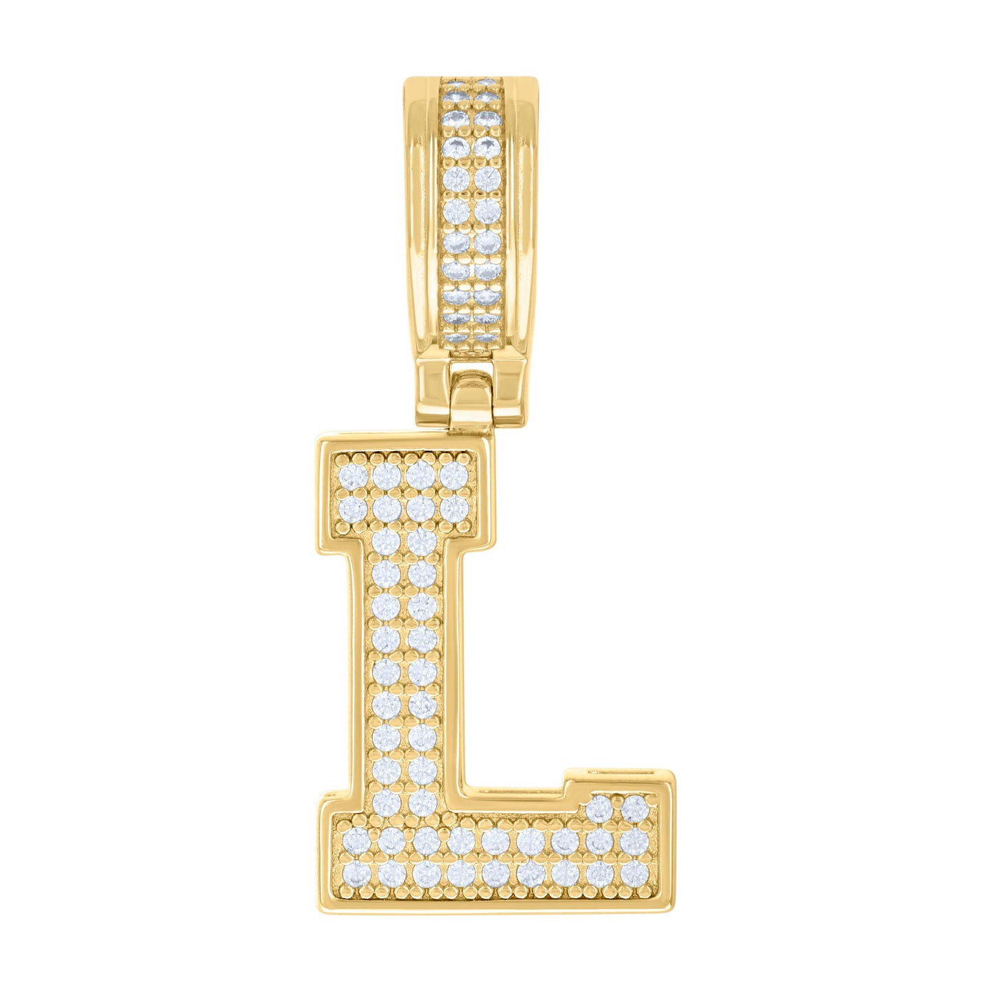 925 Silver Initial Letter "L" Pendant Moissanite C