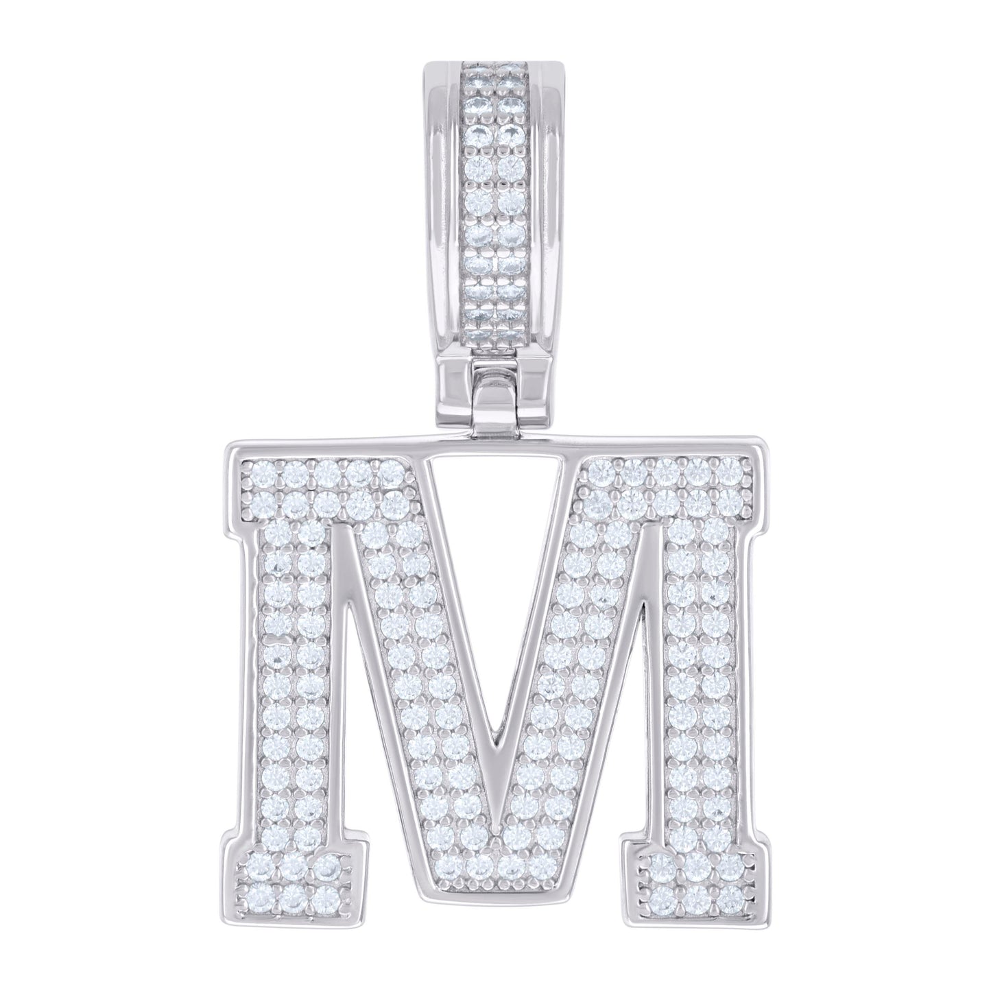 925 Silver Initial Letter "M" Pendant Moissanite C
