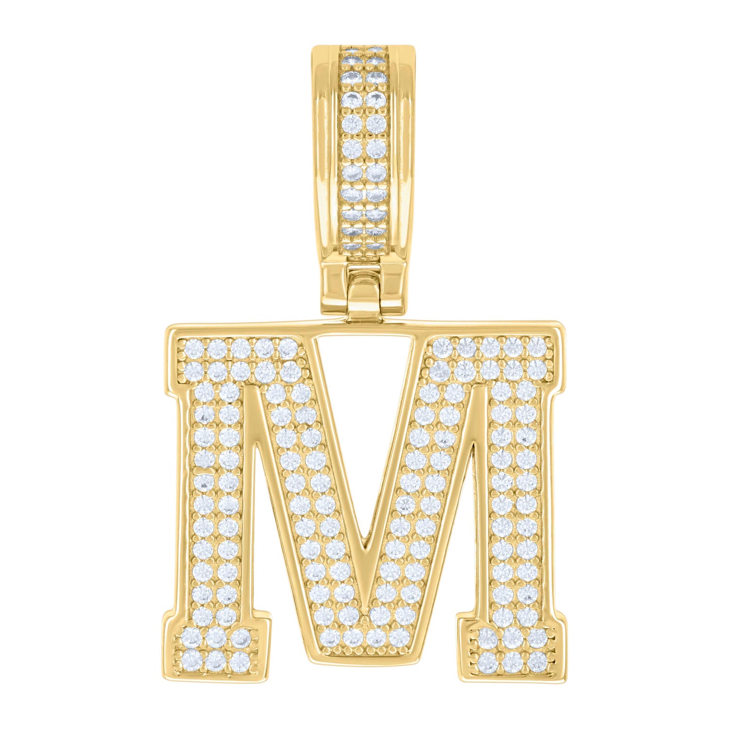 925 Silver Initial Letter "M" Pendant Moissanite C