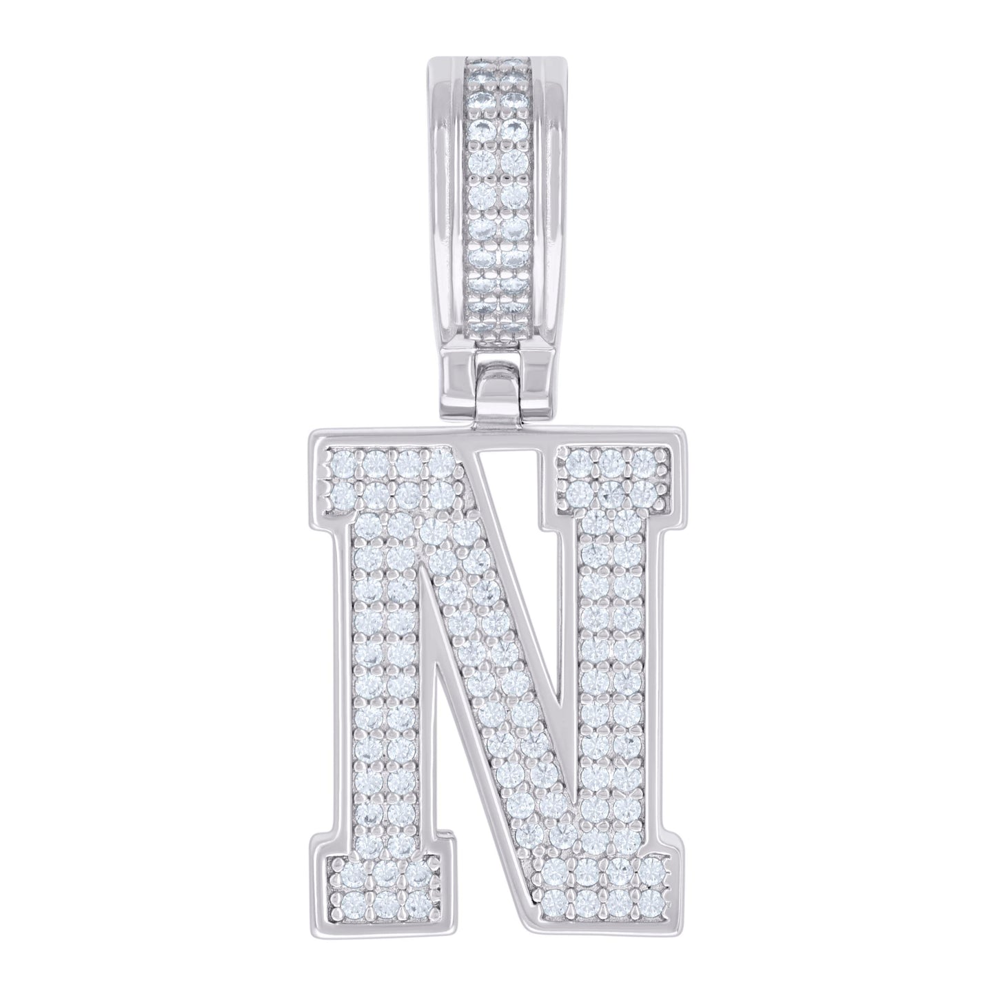 925 Silver Initial Letter "N" Pendant Moissanite C