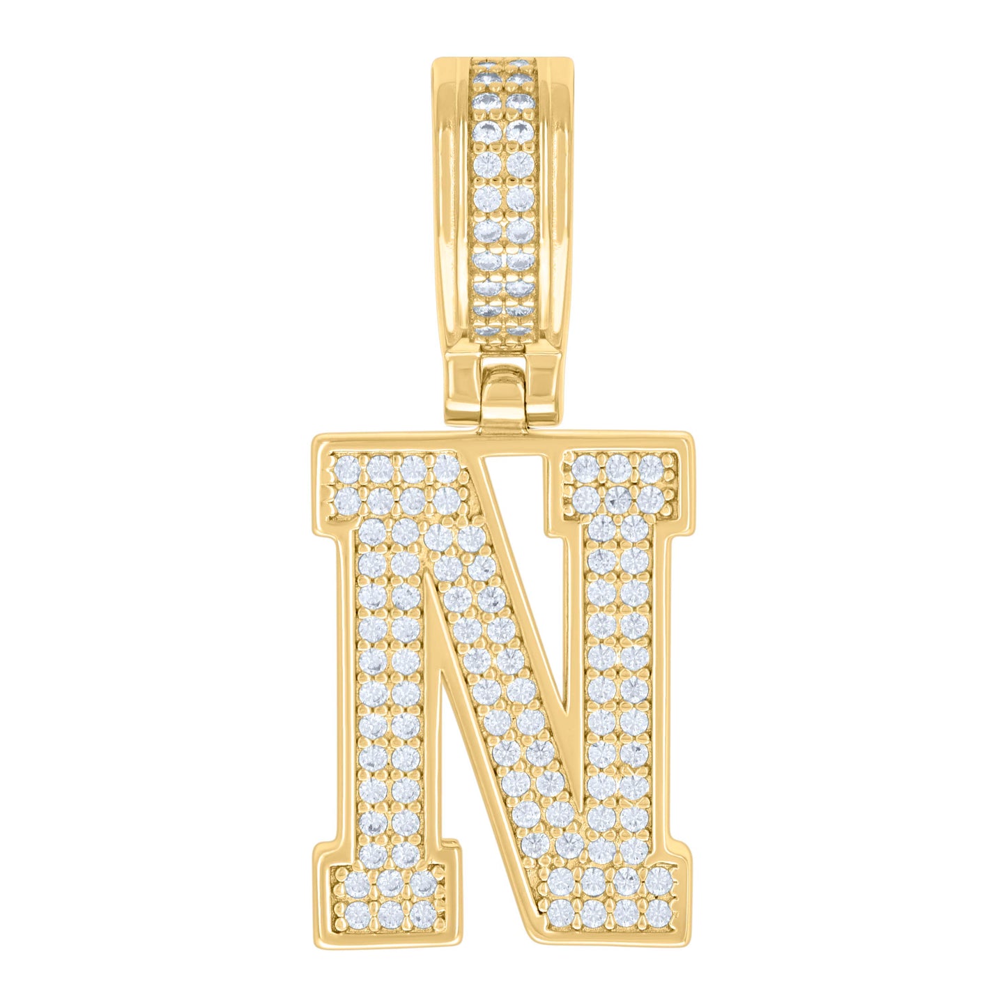 925 Silver Initial Letter "N" Pendant Moissanite C