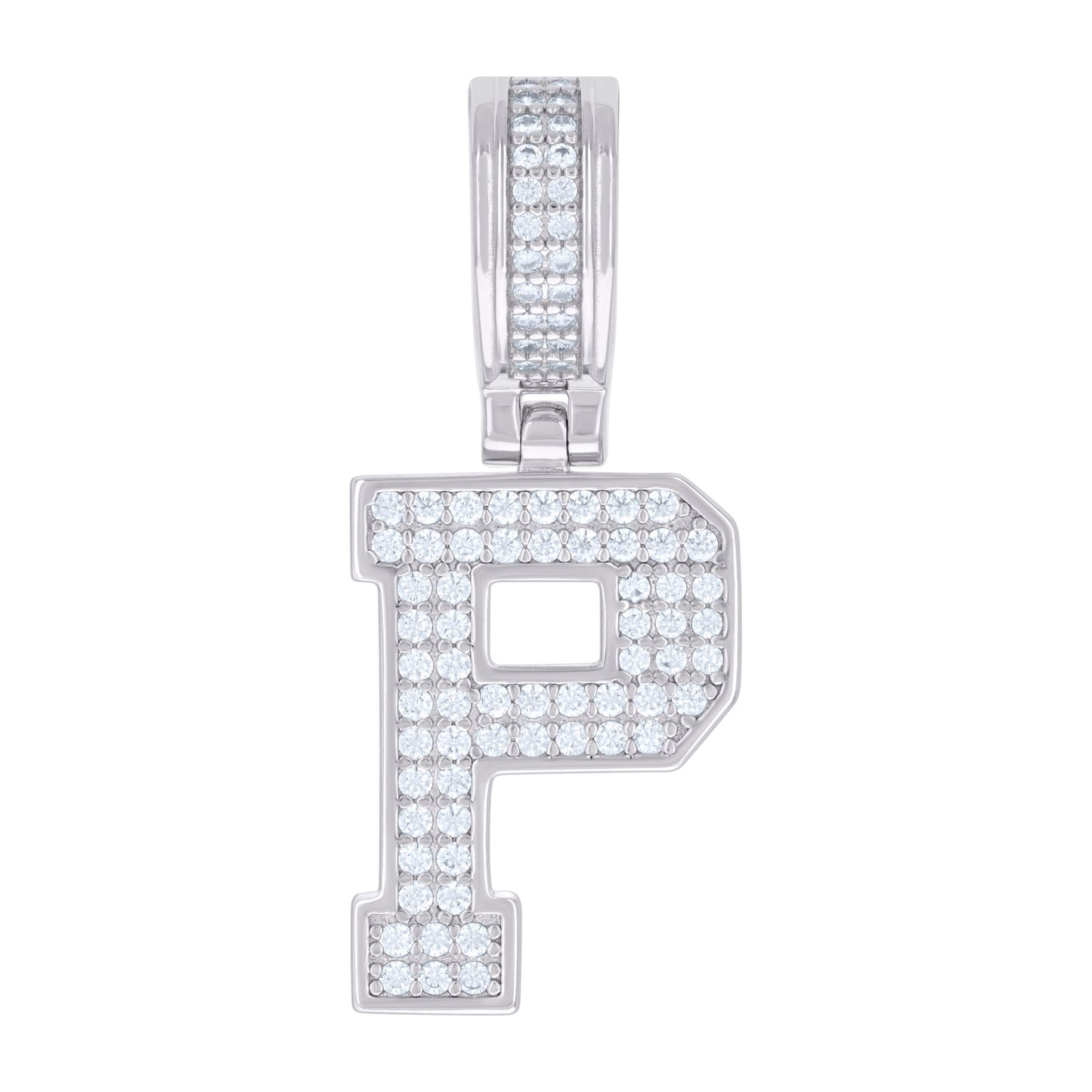 925 Silver Initial Letter "P" Pendant Moissanite C