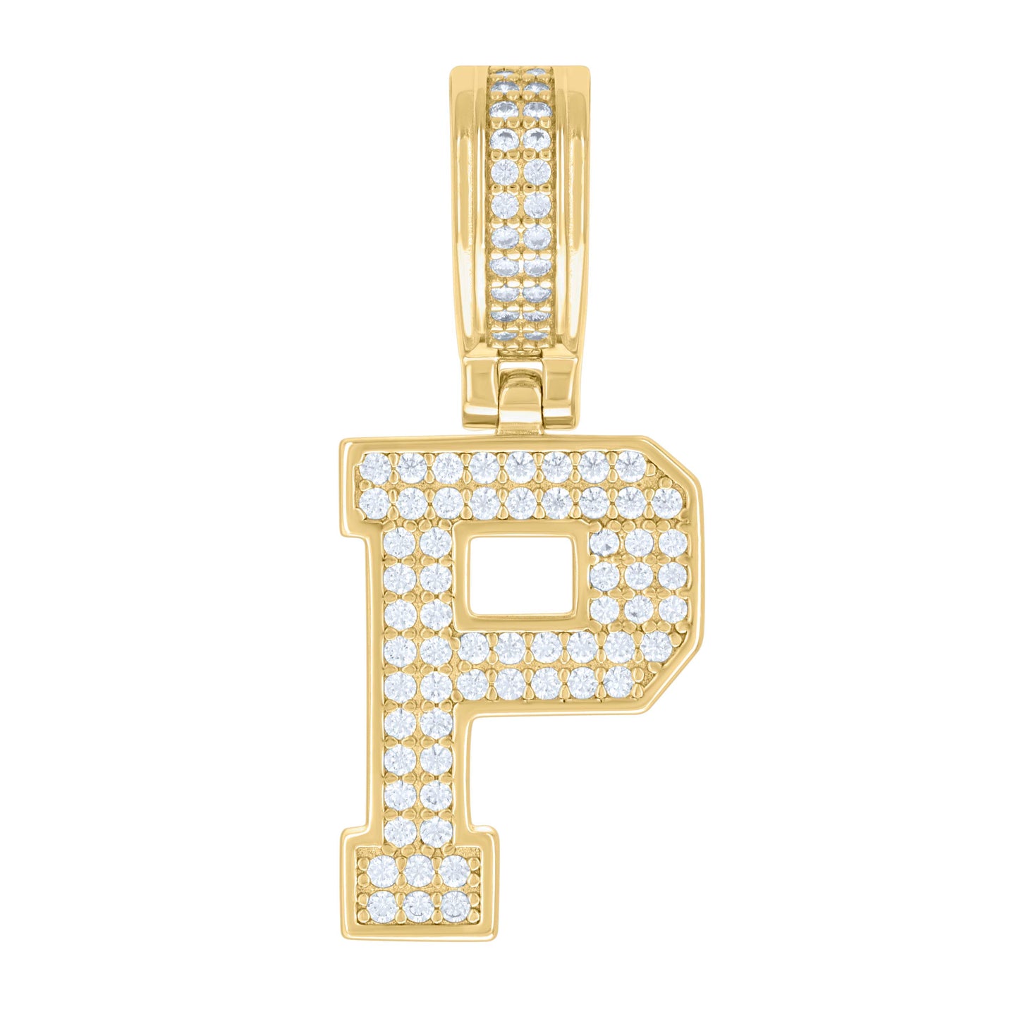 925 Silver Initial Letter "P" Pendant Moissanite C