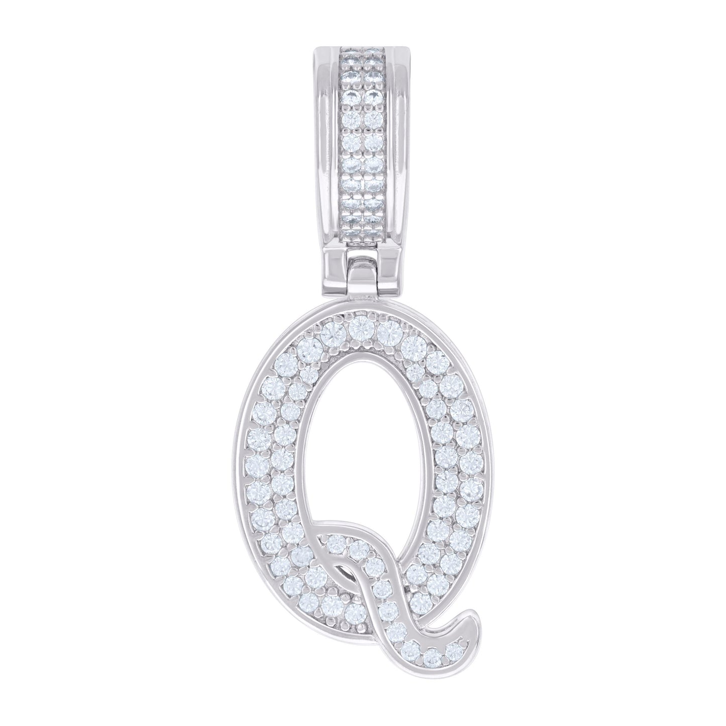 925 Silver Initial Letter "Q" Pendant Moissanite C
