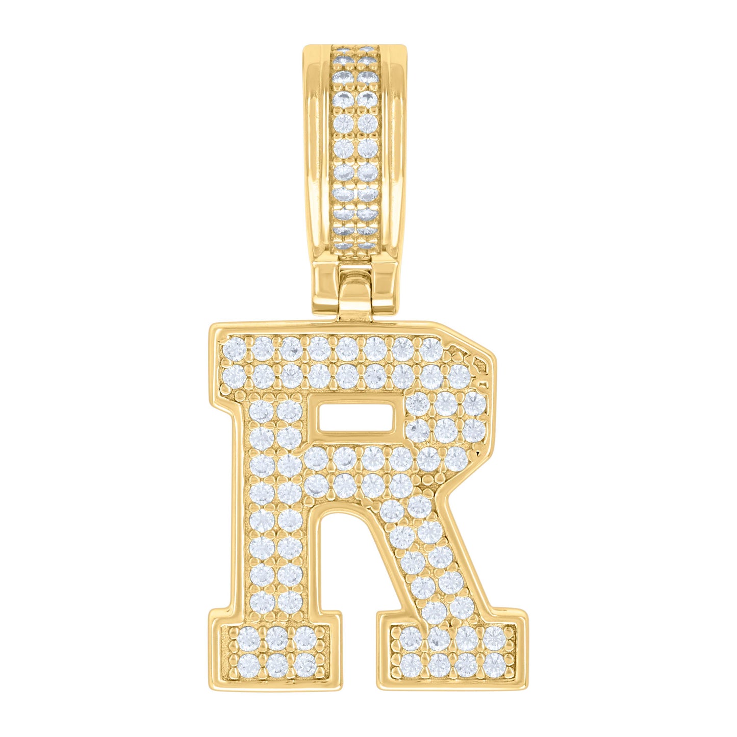 925 Silver Initial Letter "R" Pendant Moissanite C