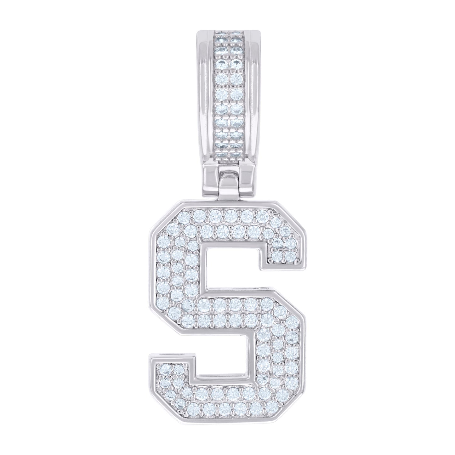 925 Silver Initial Letter "S" Pendant Moissanite C