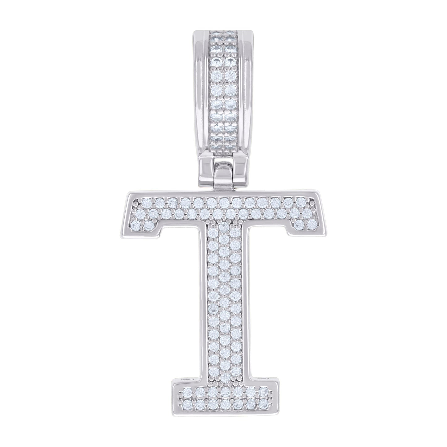 925 Silver Initial Letter "T" Pendant Moissanite C