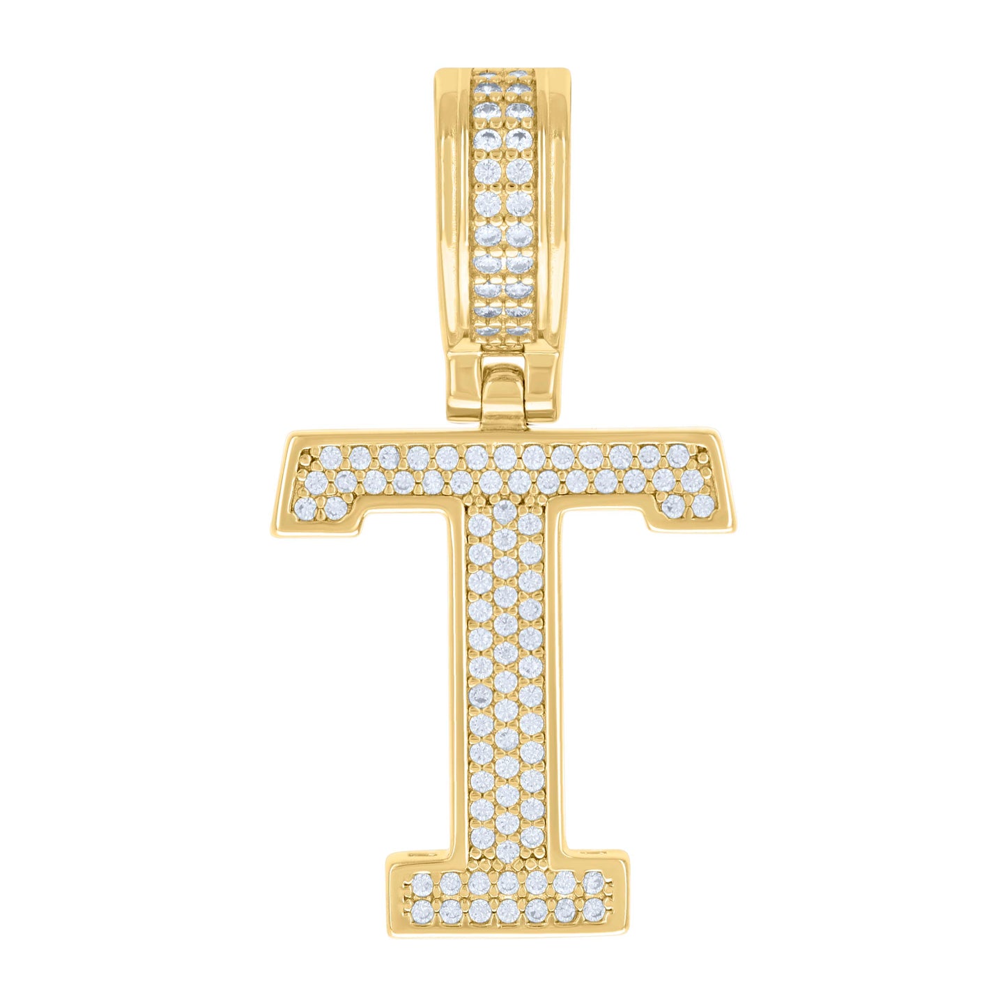 925 Silver Initial Letter "T" Pendant Moissanite C