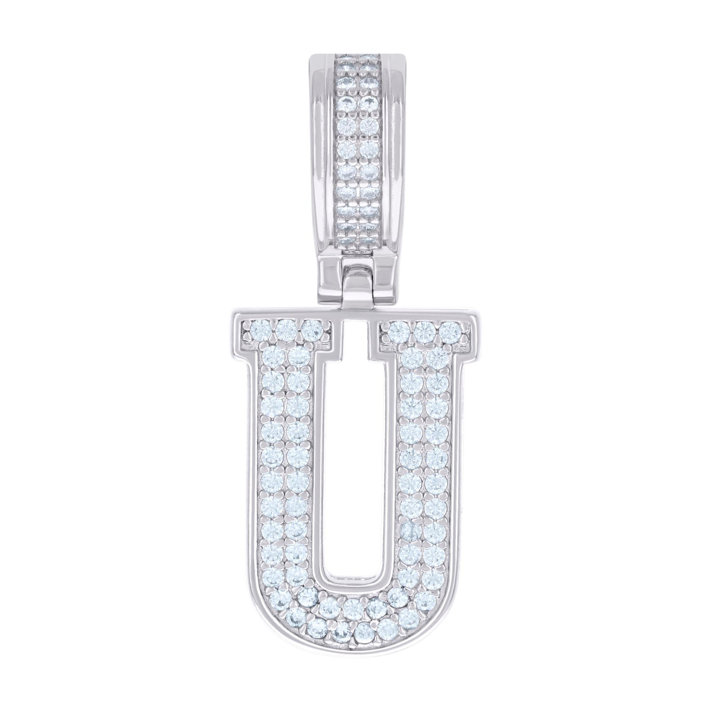 925 Silver Initial Letter "U" Pendant Moissanite C