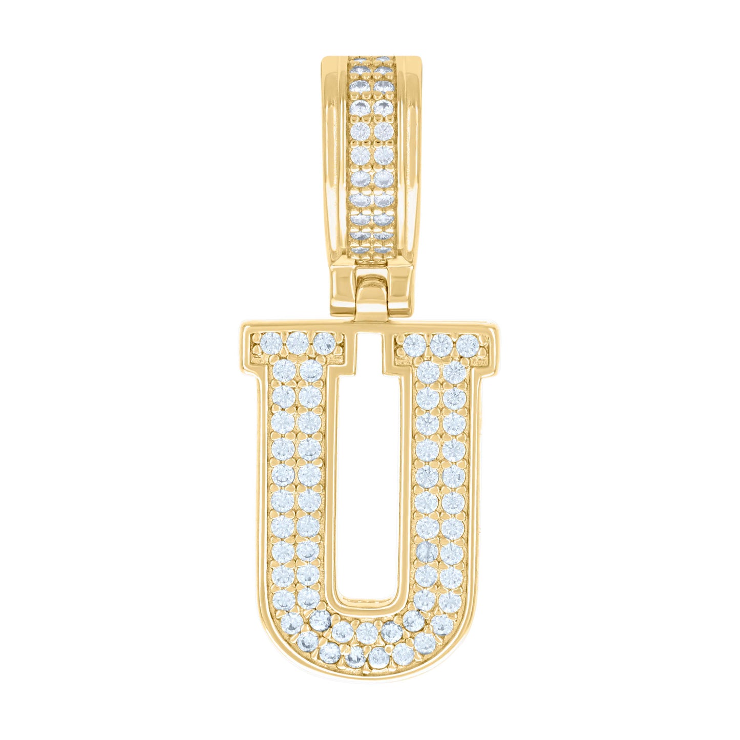 925 Silver Initial Letter "U" Pendant Moissanite C