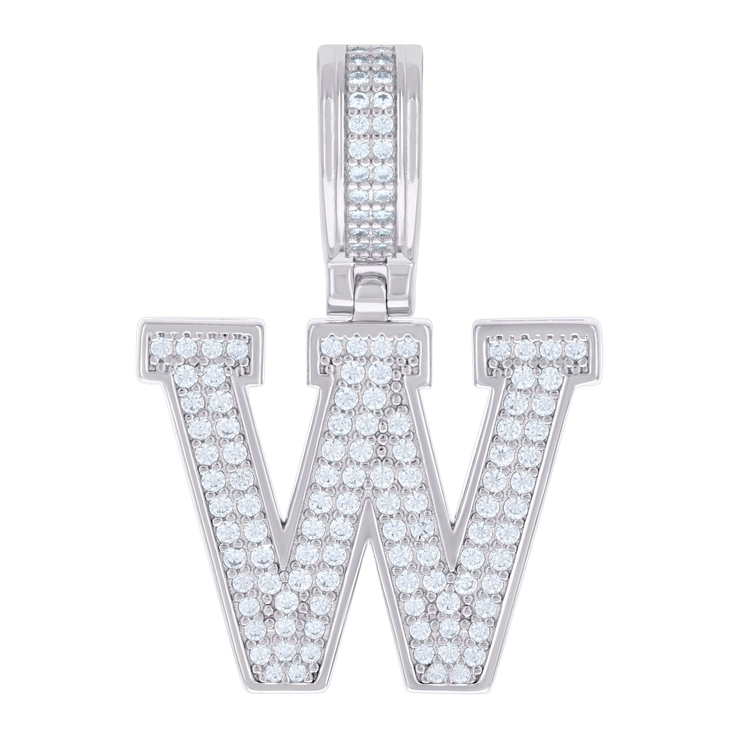 925 Silver Initial Letter "W" Pendant Moissanite C