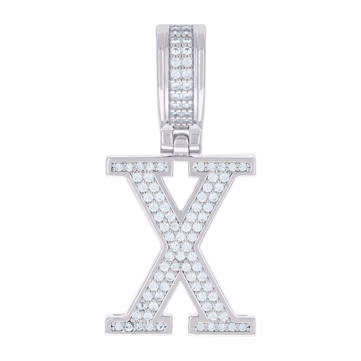 925 Silver Initial Letter "X" Pendant Moissanite C