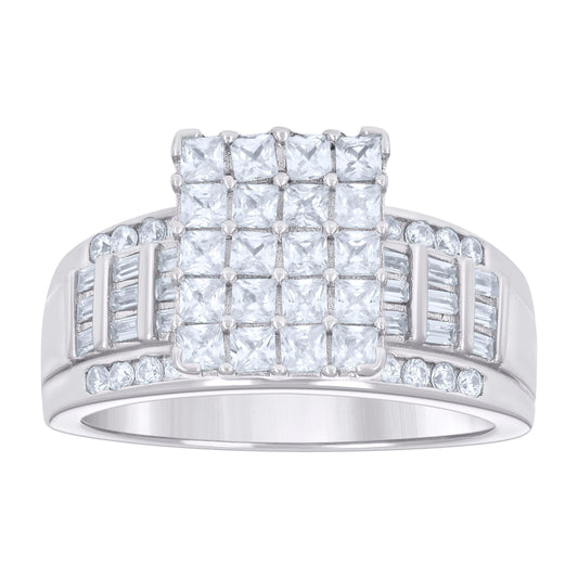 925 Sterling Silver R:0.33 B:1.58Ctw Moissanite Ri