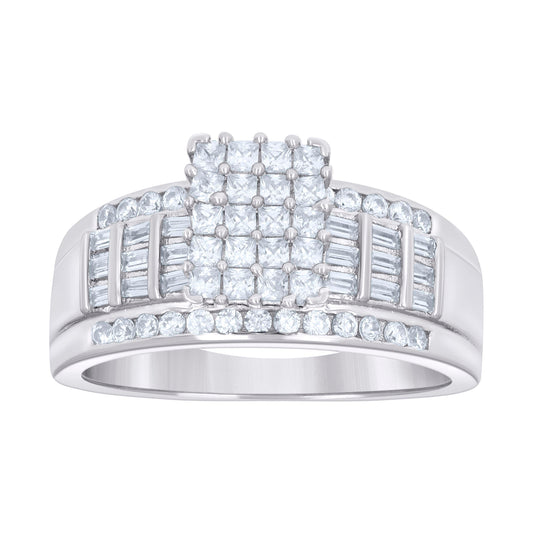 925 Sterling Silver R:0.33 B:0.95Ctw Moissanite Ri