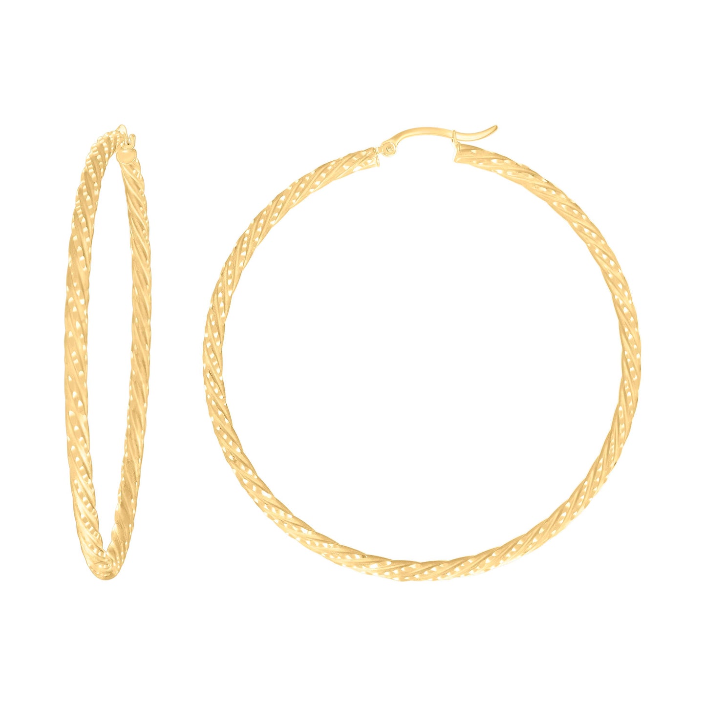 14Kt Gold Fancy Hoop Earrings 3mm-63
