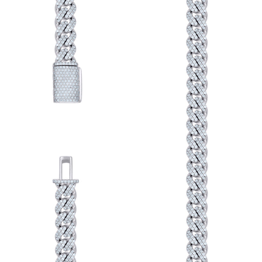 925 Sterling Silver Moissanite Chain 10mm-22"