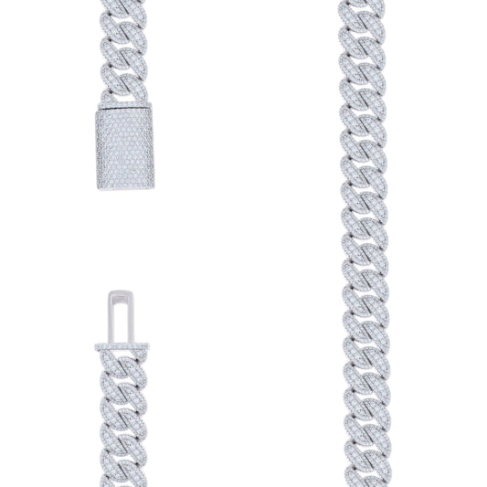 925 Sterling Silver Moissanite Chain 12mm