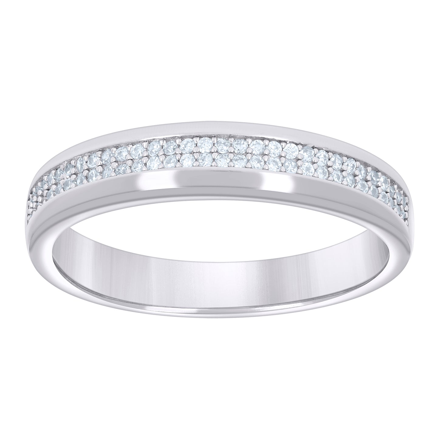 925 Sterling Silver 0.30Ctw Moissanite Ring Band S