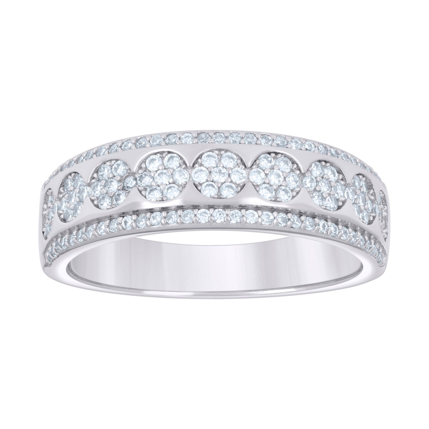 925 Sterling Silver 0.81Ctw Moissanite Ring Band S