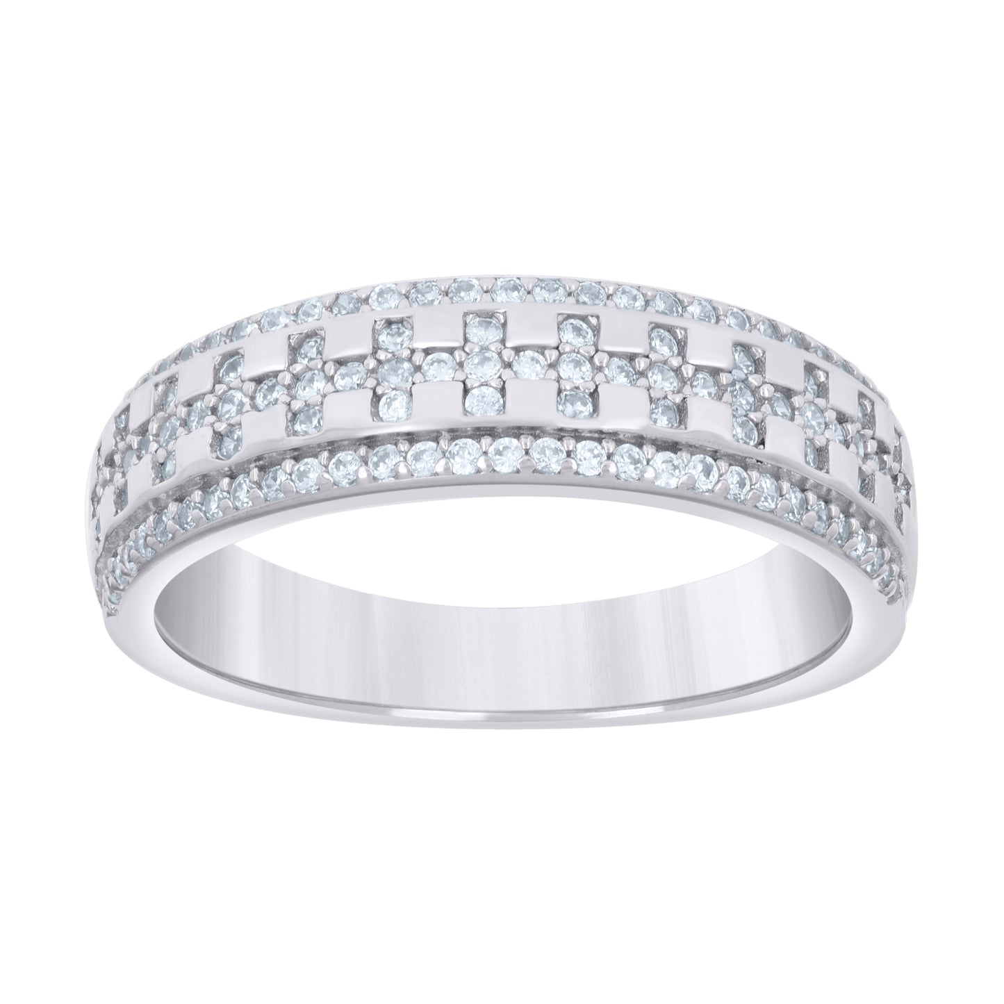 925 Sterling Silver 0.55Ctw Moissanite Ring Band S